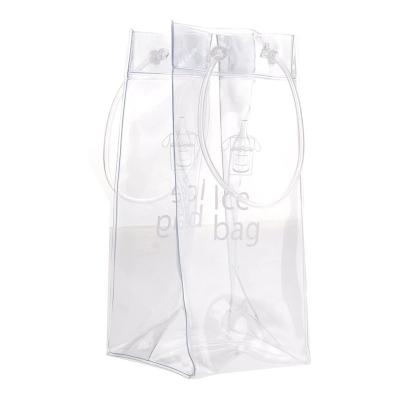 China Recyclable Portable Clear Transparent PVC Ice Bag With Handle for sale