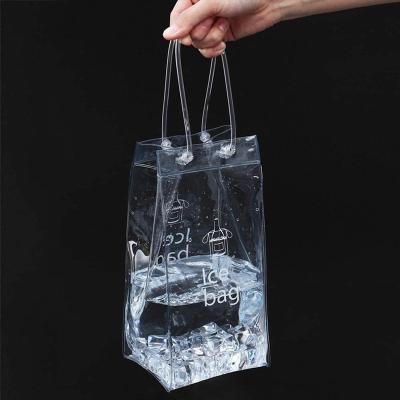 China Recyclable Tote Bag Ice Cooler Clear PVC Wine Shopping Transparent Wine Bag for sale