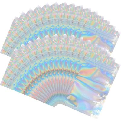 China Recyclable Wholesale High Quality Holographic Food Grade Laser Stand Up Zip Lock Bags for sale