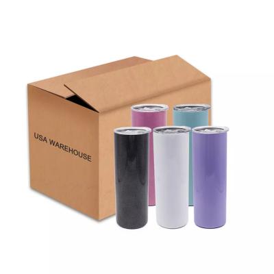 China US Viable Warehouse Mixed Color 20 oz Glitter Sublimation Bling Tumbler Luminescent Paint Straight Rainbow Mug Travel Shade Mugs for sale