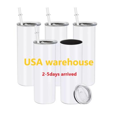 China Viable USA Warehouse Wholesale Free Shipping 20 oz 20oz Stainless Steel Mug Skinny Blank Straight Sublimation Tumblers With Straw for sale