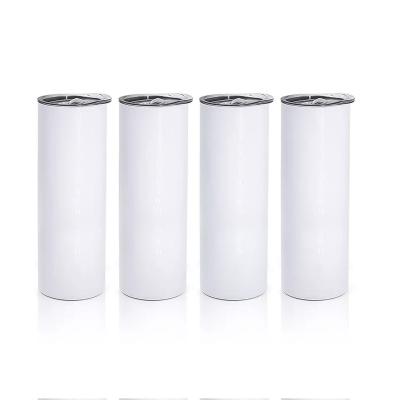 China US Sustainable Warehouse 20 oz Blank Stainless Steel Sublimation Straight Lean Tumblers With Straw And Plastic Lid for sale