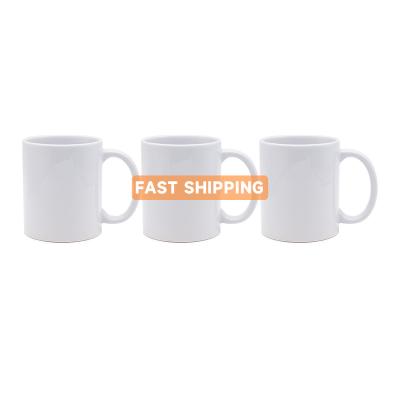 China Free Shipping USA Warehouse 11oz 15oz American Style Mug For Blank White Ceramic Ceramic Sublimation Custom Coffee Mug Supplier for sale