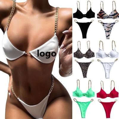 China Custom Bikinis Antibacterial Printing Swimwear Women Beach Wear Logo Custom Bikini 2021 2 Piece Swimsuit for sale