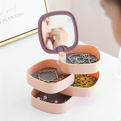 China Portable Creative Multilayer Rotating Exquisite Large Capacity Earrings Jewelry Storage Box Exquisite Packaging Jewelry Boxes for sale