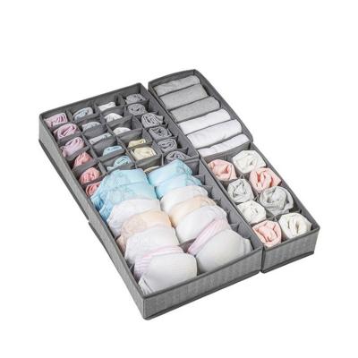 China 4 Piece Non-Cover Folding Nonwoven Multi-Compartment Bra and Socks Foldable Organizer Box Underwear Storage Box for sale