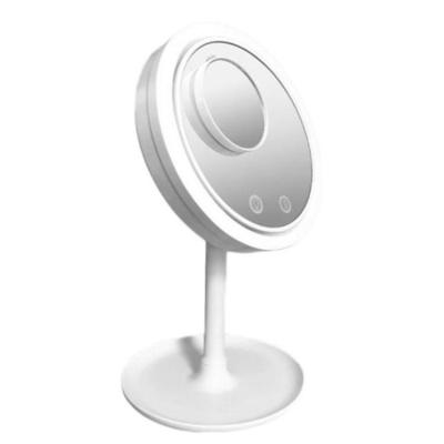 China LED Beauty Breeze Makeup Magnifying Mirror Portable Desktop Vanity Mirror 3 in1 5 Fold Electric Fan Makeup Mirror for sale