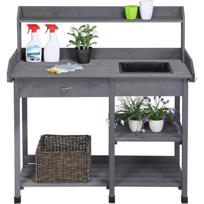 China 2022 Modern Outdoor Garden Decoration Wooden Potting Bench With Sink for sale