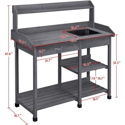 China Modern Outdoor Wooden Garden Planter Potting Table For Greenhouse for sale