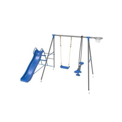 China Hot Sale Modern Outdoor Kids Garden Furniture Metal Galvanized Plastic Slide Swing Sets for sale