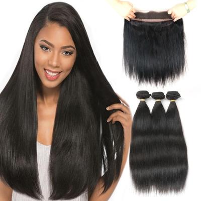 China Silky Straight High Quality Raw Virgin Brazilian Hair Weave Bundles Non-Remy Human Hair Bone Straight Hair Extensions Natural Black for sale