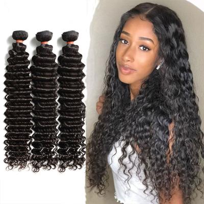 China Remy Human Hair Weaving Raw Virgin Brazilian Hair Deep Wave Deep Wave Bundles Hair Extensions for sale