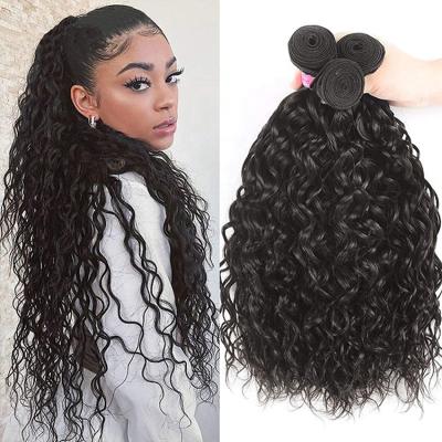 China Factory Price Wholesale 10A 100% Raw Virgin Brazilian Water Wave Hair Bundles Water Wave Curly Hair Extensions for sale