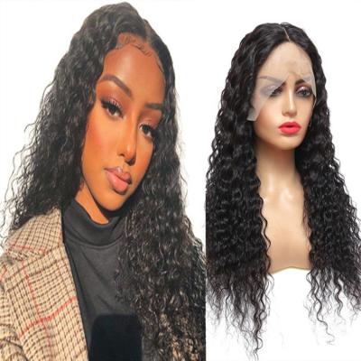 China 4X4 Lace Front Wigs Black Women Water Curly Transparent Water Wave Wig Brazilian Virgin Hair Vendor 100% Water Wave Wigs for sale