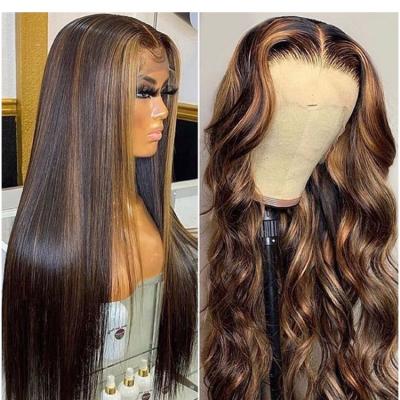 China Brazilian Sheer Lace Front Wigs Human Hair Wigs 100% Piano Body Wave Hair 13x4 Human Hair Wigs For Black Women for sale