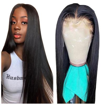 China Wholesale Natural Black Transparent Brazilian Virgin Hair Silky Straight Wave Front 100% Lace Front Wigs For Black Women for sale