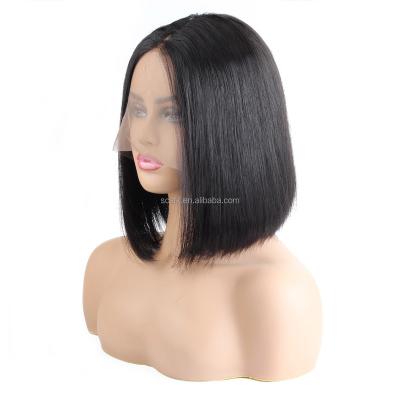 China Short Sheer Frontal Bob Style Human Hair Wigs Silky Straight Lace Wave Ladies Hair 100% Natural Black Brazilian Silky Straight Virgin Hair for sale