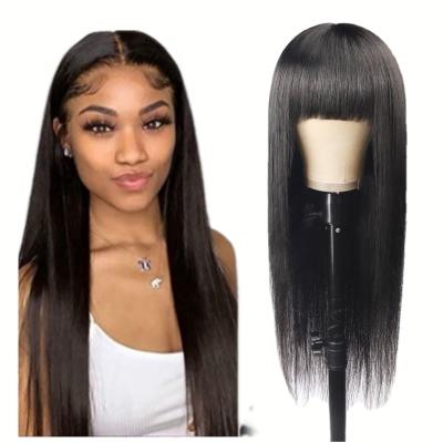 China Machine Made Wave Wig 100% Virgin Dark Brown Full Lace Wig Authentic Indian Silky Straight Natural Black Good Quality Silky Straight Hair Wig for sale