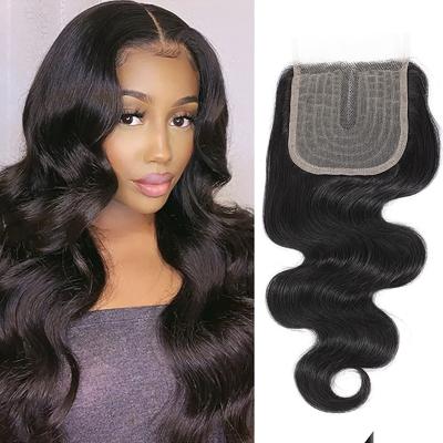 China Body Wave 4x4 5x5 13x4 Good Quality Cuticle Aligned Swiss Lace Frontal Closure Peruvian Hair Grade 12A Hair Closure for sale