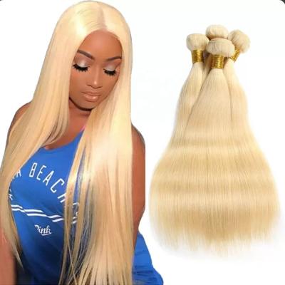 China Silky Straight Wholesale Sellers Popular Brazilian 100%virgin Raw Hair Bundles 613 Light Blonde 10A Remy Hair Extensions for sale