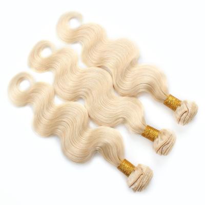 China Good Quality Natural Wave Virgin Raw Cuticle Aligned Body Wave Remy Blonde Hair Closure With Bundles 100% Brazilian Hair Extension 613 for sale