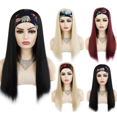 China Long 150% 180% 200% Density Fashion Wigs High Quality Soft Natural Hair Color Women's Wigs 100% Straight Barely Shedding Wig Thick Smooth Soft Headband for sale