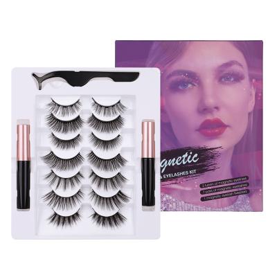 China Colorful clean brand factory price 6 pairs 3d waterproof magnetic eyelashes best with eyeliner for sale