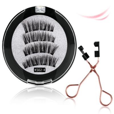 China New Colorful Custom Design Seller Handmade 3d Mink Magnetic False Eyelashes With Eyelash Curler Set for sale