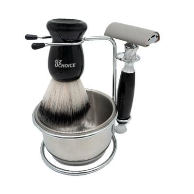 China Hot Selling Body Shaving Set Stainless Steel Bowl Shaving Logo Synthetic Customized Barber Shop Shelf Brush or Mix Home for sale