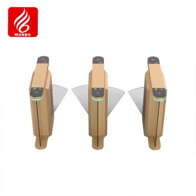 China Wing Shaped Entrance Pedestrian Barrier Gate Face Recognition Access Control Tempered Glass Speed Gate for sale