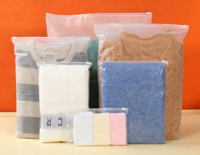 China Custom Transparent Clothing Zipper Packaging Bag Moisture Proof Sock Frosted PE Bag Underwear Plastic Ziplock Bags for sale