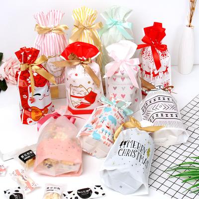 China Food Christmas Chocolate Drawstring Gift Bags Candy Bag Cookie Bag for sale