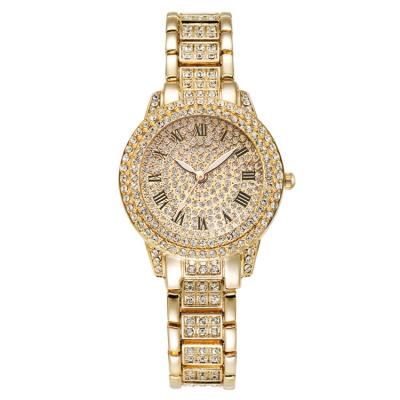 China Luxury Quartz Diamond Iced Out Relojes Bling Unisex Watches Women Watches Set Hip Hop Quartz Set Round Screen for sale