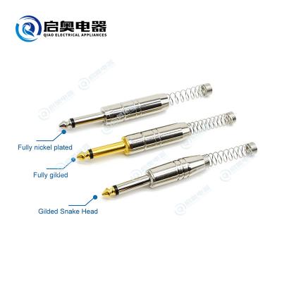 China 1/4 (6.35mm) Mono Connector Audio Microphone Guitar Sophomore Core Plug JY21-1031 for sale