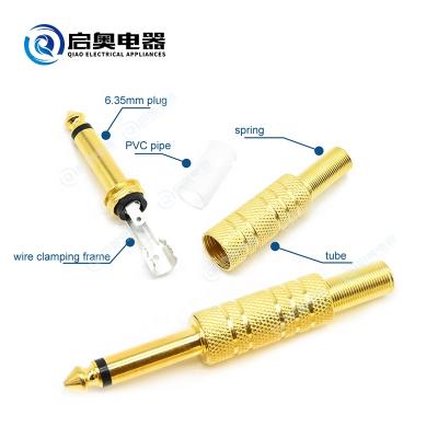 China audio & Video 1/4 (6.35mm) 6.35mm Mono Gold Plated Mono Plug Adapter Phone Jack for sale