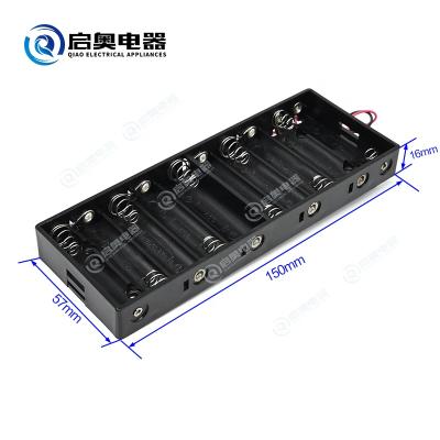 China Stainless steel AA battery holder for 10xAA batteries, with canle, black case without cover for sale