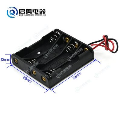 China Stainless steel AAA battery holder for 4xAAA batteries, black case without cover for sale