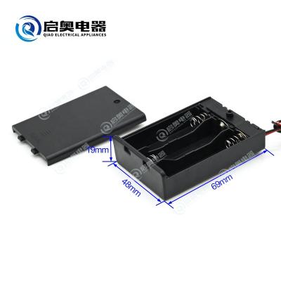 China High Quality Black Stainless Steel AA Battery Holder 4.5V Battery Case With Cover for sale