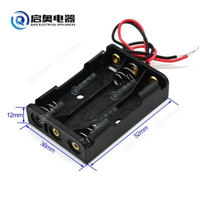 China Stainless steel AAA battery holder for 3xAAA batteries, black case without cover for sale