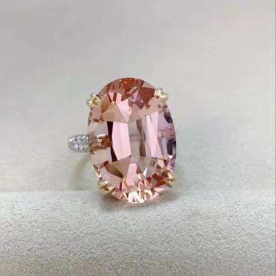 China Vintage SGARIT Stone Ring18K Gold Jewelry Manufacturer Custom Jewelry 11.75Ct Large Natural White Gemstone Rose Morganite Rings Jewelry for sale