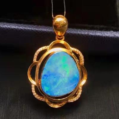 China Wholesale New Vintage Style SGARIT Style Gemstone Jewelry 2.87g 18k Gold 32pc Gold 4.15ct Diamonds 4.15ct Pendant Opal for sale