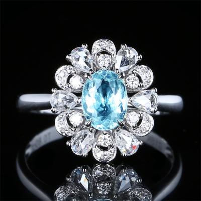 China Wholesale Genuine SGARIT Tourmaline 18k Gold Rings Women Gemstone Jewelry CLASSIC Fine High End Jewelry 0.8ct Paraiba Gold for sale