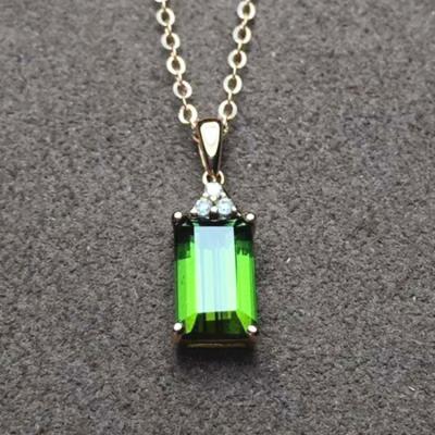 China Green Color CLASSIC Gemstone Necklace Rainbow Diamonds Necklace Natural Tourmaline Necklace 18k Gold Jewelry for sale