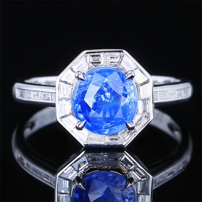 China Wholesale Price 2ct Sri Lanka CLASSIC Cornflower Jewelry Customs Fine SGARIT Sapphire Gemstone Ring 18k Real Blue Real Gold for sale