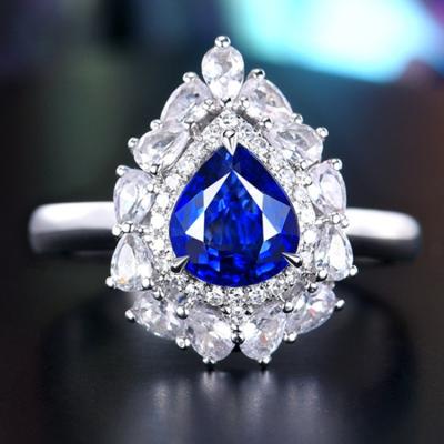 China SGARIT Sri Lanka CLASSIC Wholesale Genuine Blue Sapphire Gemstone Ring 18k Gold Jewelry 1.37ct Gold Sapphire Ring Jewelry for sale