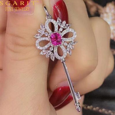 China Fashionable High Quality Unheated SGARIT Jewelry Wholesale Natural Pink Sapphire 0.45ct Pink Pendant For 18k Gold Necklace for sale