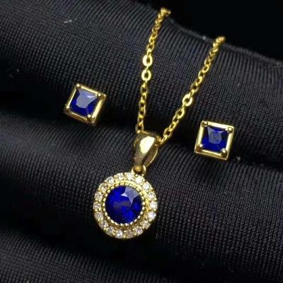 China Wholesale Jewelry Sapphire Jewelry Set 18k Gold Hot Items Natural Fashion Jewelry for sale