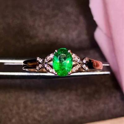 China FASHIONABLE 0.5ct Gemstone High Quality Jewelry 18k Gold Wedding Ring Wholesale Natural Green Stone Ring For Women for sale