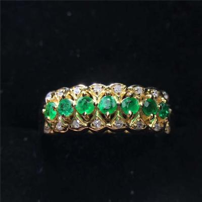 China Luxury Customized Trendy Gemstone Jewelry With Diamond 18k Gold 0.35ct Yellow Natural Green Green Band Ring For Women for sale