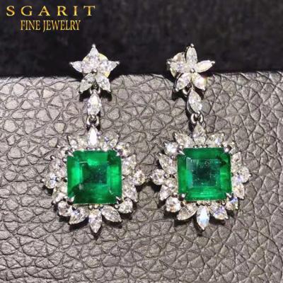 China High Quality CLASSIC Jewelry 1.78ct 1.75ct COLOMBIA MUZO GREEN 18k Gold Gem Stone Earring For Women Natural Green Earrings for sale